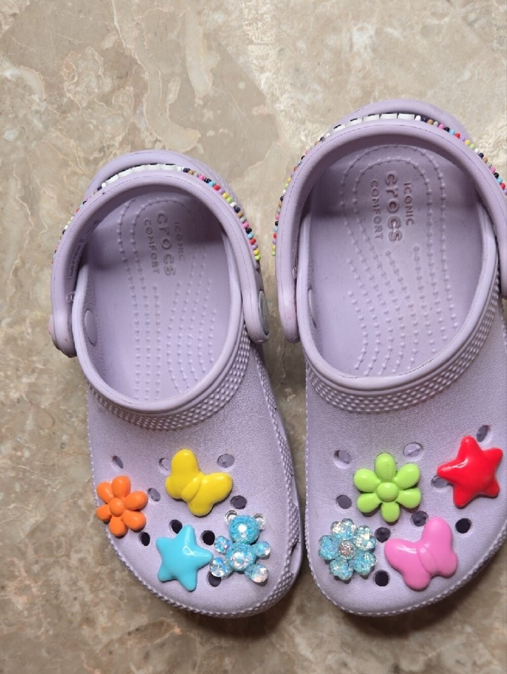 CROCS Kids Lavender Clogs with Colorful Charms - Picture 7 of 7